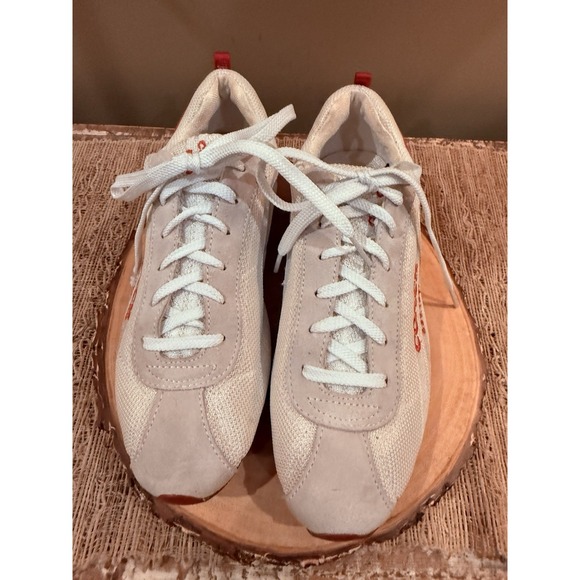 COACH MYLA 1941 SNEAKERS Womens 9M Suede Pink Leather & Beige White Mesh Sleek - Picture 7 of 16